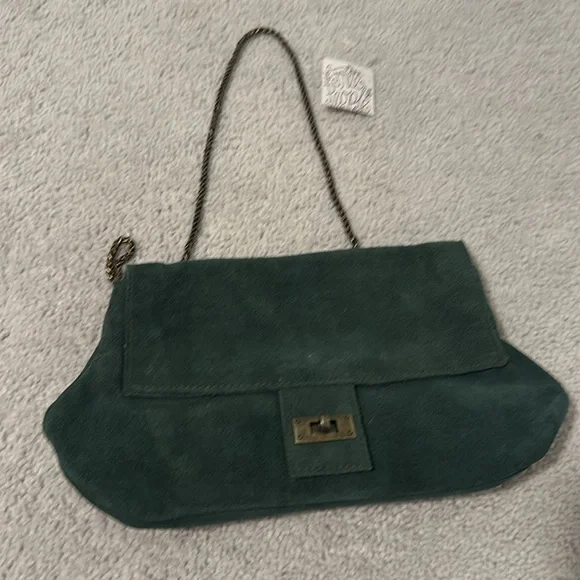 NWT Free People Slouchy Chain Link Suede Purse - Picture 3 of 8